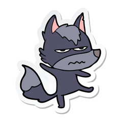 sticker of a cartoon annoyed wolf