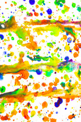 Watercolour Coloured Paint Drips Splatters and spots for Background