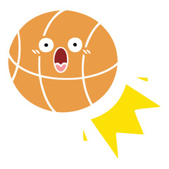 flat color retro cartoon basketball