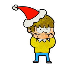 happy textured cartoon of a man wearing santa hat