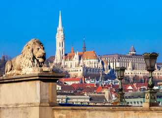 View of Matthias Church and Fisherman's Bastion in Budapest Hungary