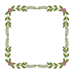 Vector illustration frame floral leafy ornate with greeting card hand drawn