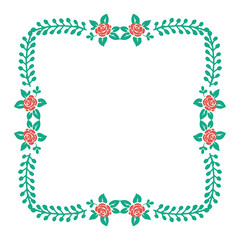 Vector illustration leaf wreath frames white background hand drawn