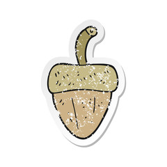 retro distressed sticker of a cartoon acorn
