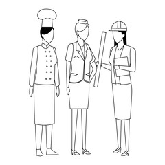 Jobs and professions avatar in black and white