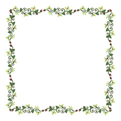 Obraz na płótnie Canvas Vector illustration beauty decoration leafy floral frame hand drawn