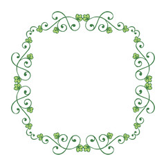 Vector illustration style frame floral leafy green beautiful hand drawn
