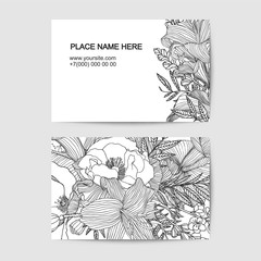 visit card template with different flowers