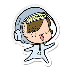 sticker of a cartoon astronaut woman