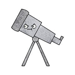 retro grunge texture cartoon telescope