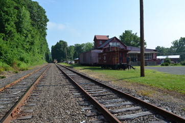 Fototapeta na wymiar Railroad tracks at a siding