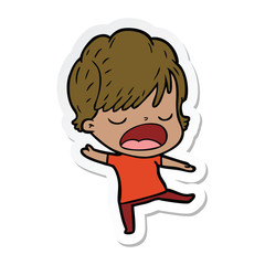 sticker of a cartoon woman talking