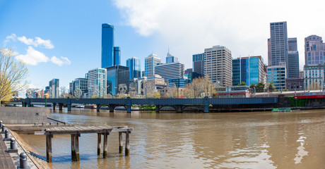Melbourne city centre on north bank of Yarra River, Victoria, Australia
