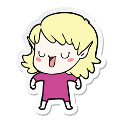 sticker of a cartoon elf girl