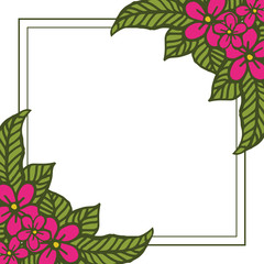 Vector illustration decorative frame pink flower for invitation card hand drawn