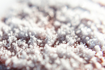 top view: texture of frozen ice floes in winter, snow background