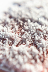 top view: texture of frozen ice floes in winter, snow background