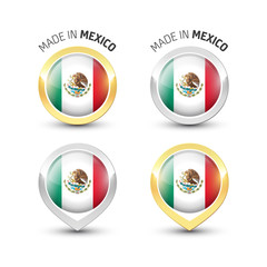 Made in Mexico - Round labels with flags