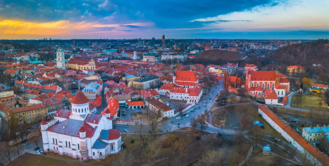 Obraz premium VILNIUS, LITHUANIA - aerial view of Vilnius old city