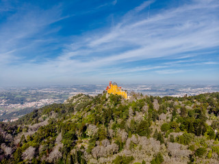 Vista da Serra de Sintra com o Palácio da Pena em Fundo,Portugal
