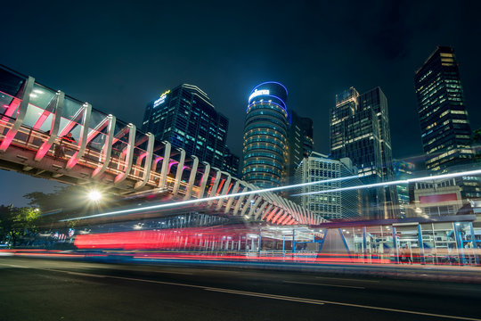 Fototapeta Sudirman Highway with new pedestrian bridge