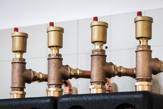 copper pipes and fittings for carrying out plumbing work. Plumbing, fixing pipes and fittings for connection of water or gas systems