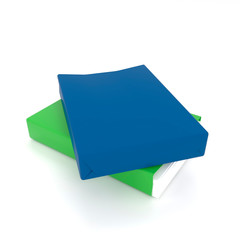 3d illustration of a stack of office paper on a white background.