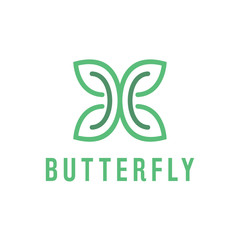 Green Line Butterfly Symbol Logo Design