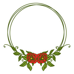 Vector illustration texture frame flower rose red blooms hand drawn