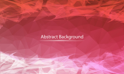 Abstract Red polygonal surface background. Low poly mesh design with connecting dot and line. Connection triangle structure. Vector geometry futuristic decoration. Greeting card.