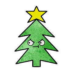 Obraz premium retro grunge texture cartoon christmas tree