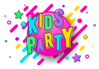 Vector Illustration Coloful Kids Party Banner Template. 