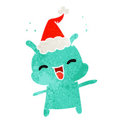 christmas retro cartoon of kawaii alien