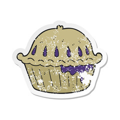 retro distressed sticker of a cartoon pie