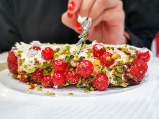 Diverse fruit dessert ready to eat