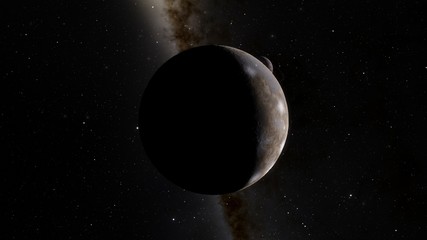 Exoplanet 3D illustration the planet is cold with craters with a ring against a black sky (Elements of this image furnished by NASA)