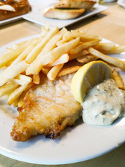 British Traditional fish and chips and tartar sauce