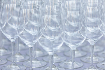 empty wine glasses on table