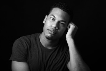 Beautiful handsom young man black and white