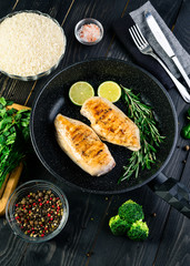 chicken fillet in a pan for diet food