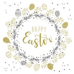 Hand drawn frame of Easter eggs with doodle ornament