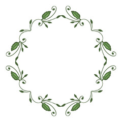 Fototapeta na wymiar Vector illustration greeting card with green leaf wreath frame hand drawn