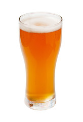 Glass of beer on a white background
