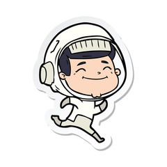 sticker of a happy cartoon astronaut