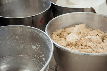 Making dough for bread in a bakery