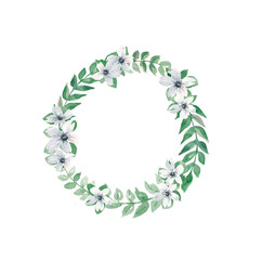 wreath from animonas and leaves for wedding invitations