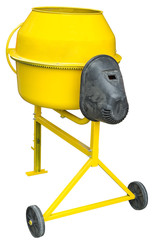 Yellow Concrete Mixer on white
