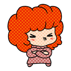 Obraz premium cartoon of a cute cross kawaii girl