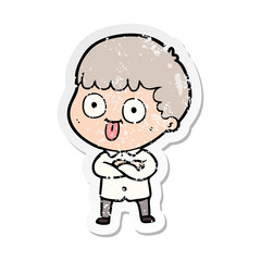 Obraz premium distressed sticker of a cartoon man staring