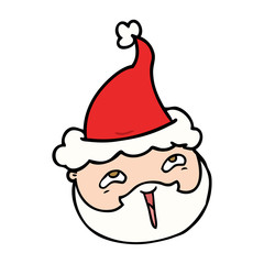 line drawing of a male face with beard wearing santa hat